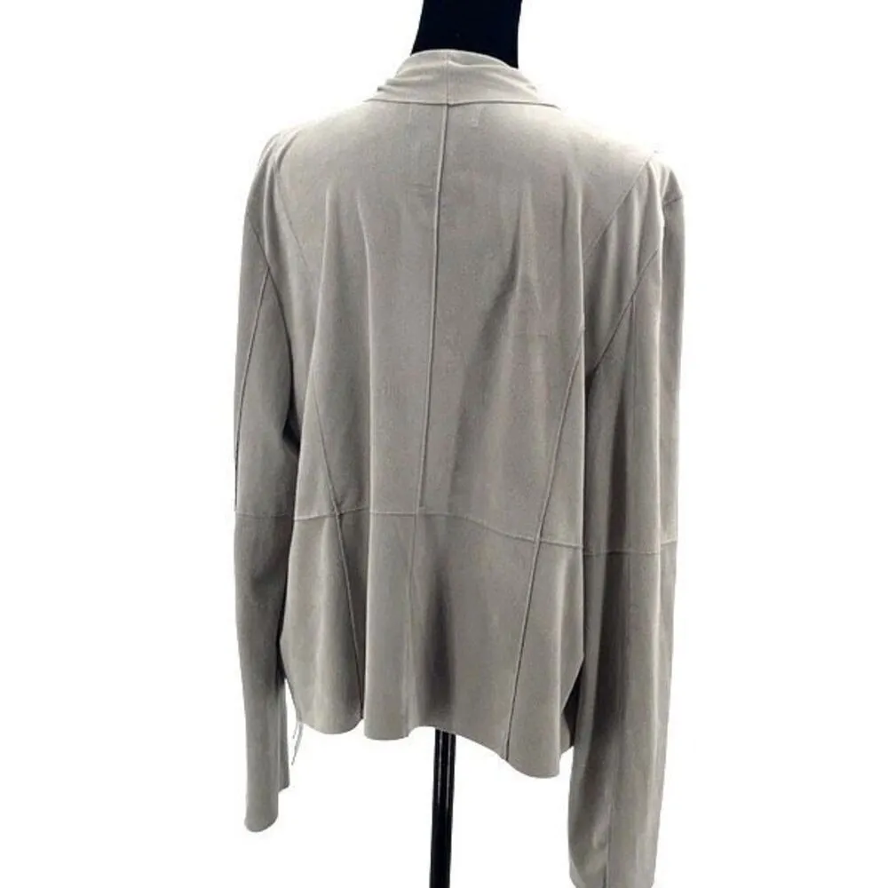 Bagatelle Womens Faux Suede Drape Open Front Jacket Light Gray Large‎ - Image 4