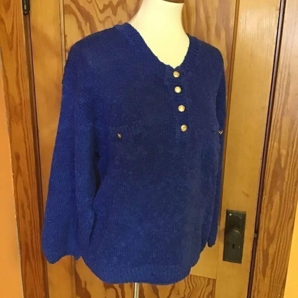 Vintage 90s bright blue sweater Size L - Image 6