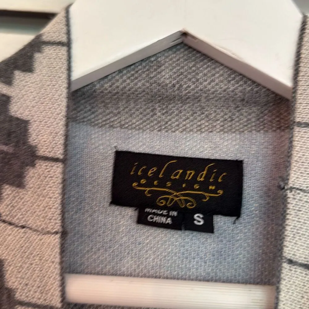 Icelandic Design 100% merino wool fairisle mock neck sweater tunic Gray - Image 3