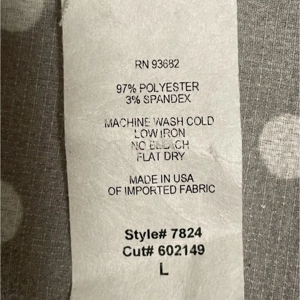 Forever‎ Grace Gray & WhiteTop Polka Dot Blouse Women’s Size Large NWOT White - Image 6