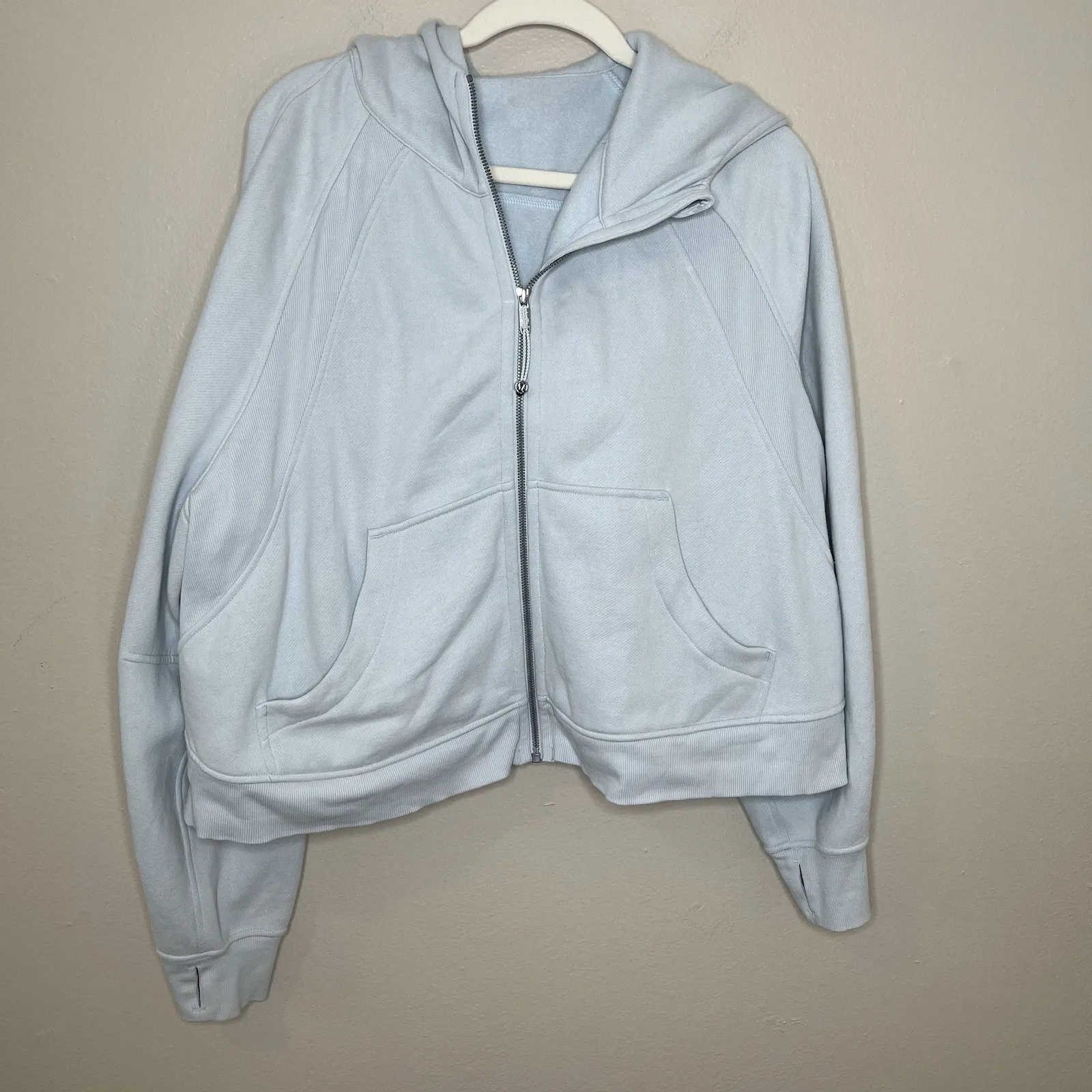 lululemon scuba hoodie Oversized Relaxed Fit Full Zip Crop Mirror Blue Powder XL - Image 3