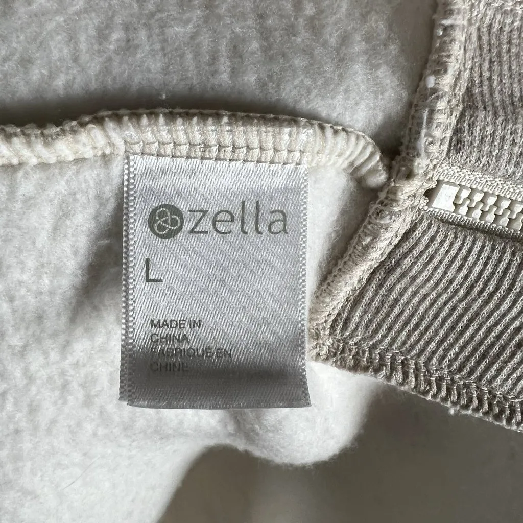 Zella Oatmeal‎ Heather Cotton Casual Athletic Sweater Zip Sides Women’s Size L - Image 6