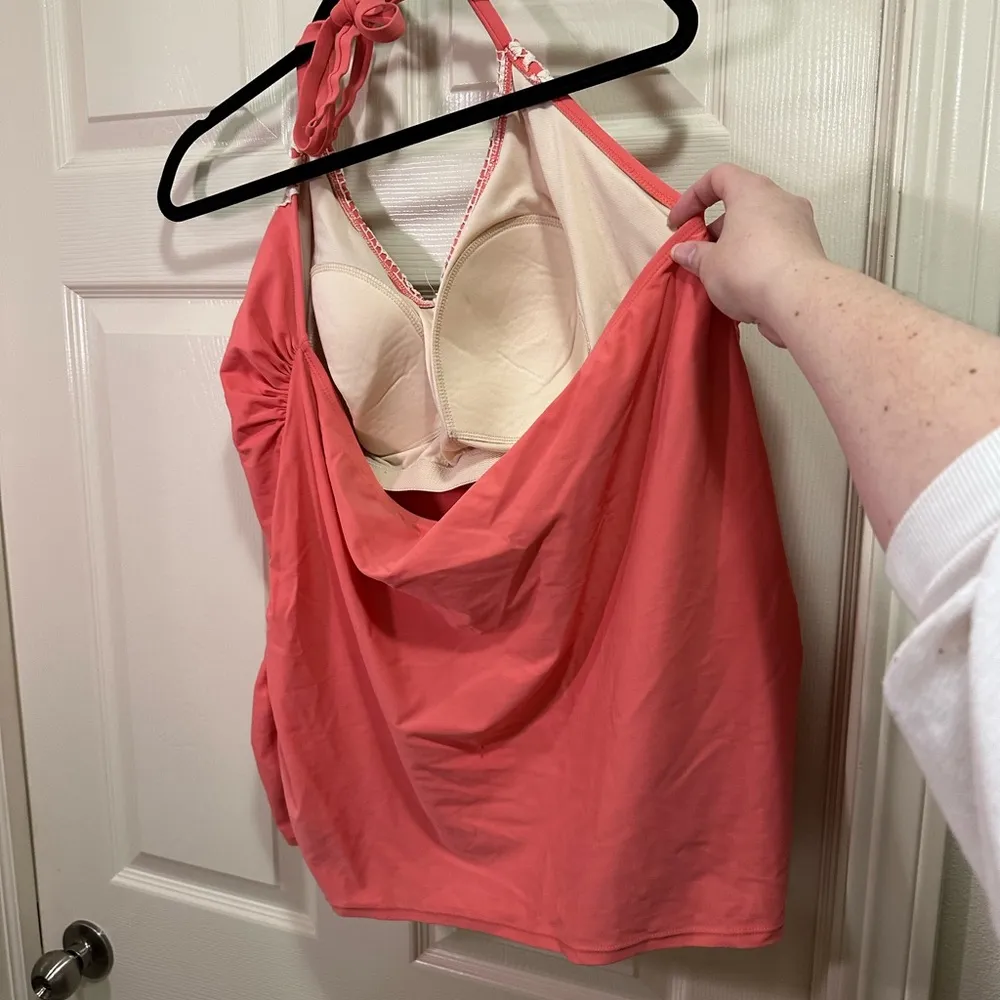 Ava & Viv Women’s Halter Style Swim Top Tankini Size 22W Peach Crochet Lined - Image 6