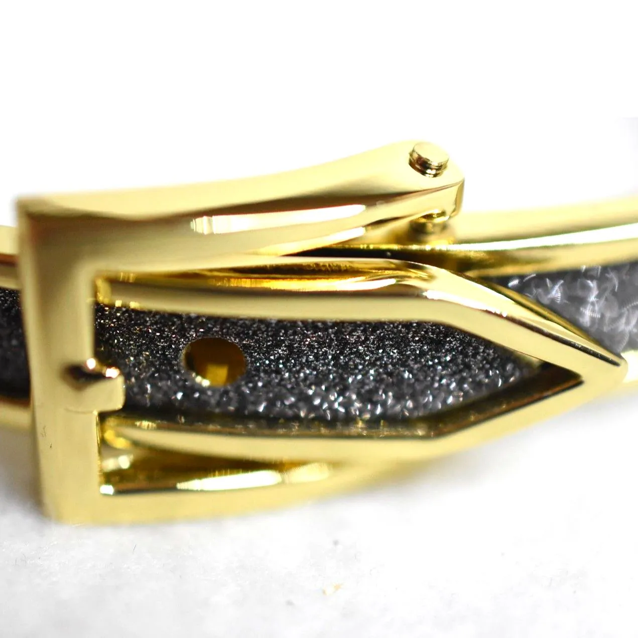 NWOT Express Gold Tone Sparkly Inlay Belt Buckle Hingned 5-6.5" Y2K Bracelet - Image 5