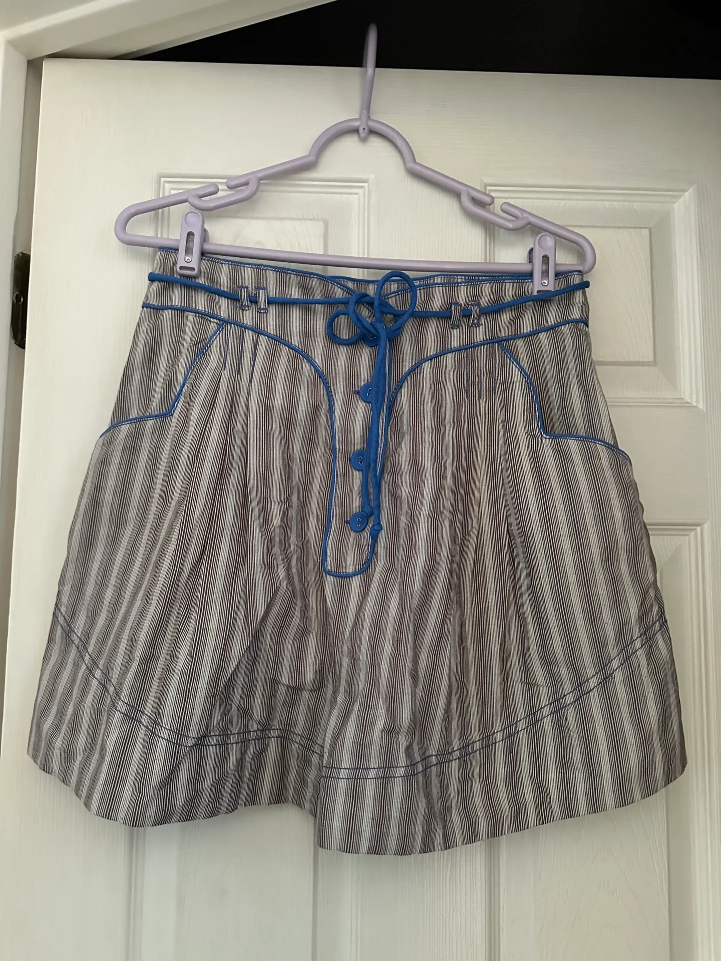 Sunday Stroll Set Grey Blue Striped Crop Top Shorts Size XS $148 - Image 7