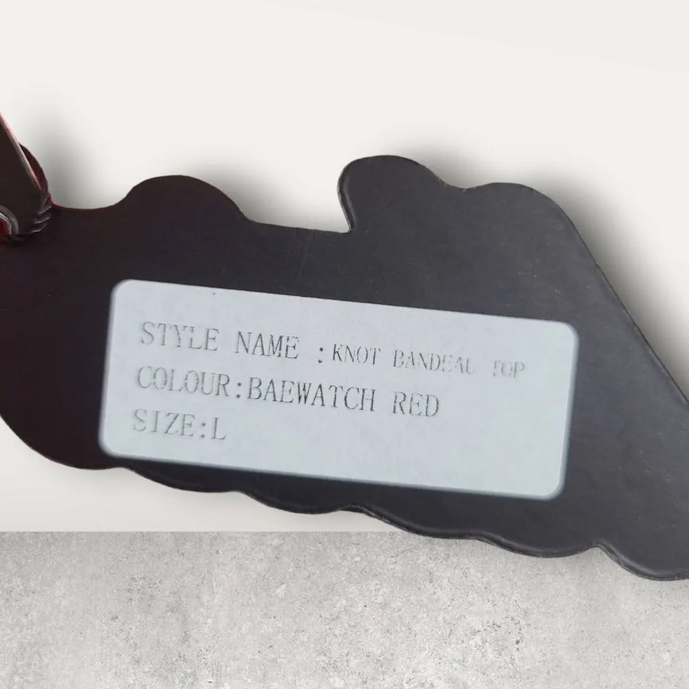 NWT Motel Rocks Baewatch Red Knot Bandeau Bikini Top Size Large - Image 11