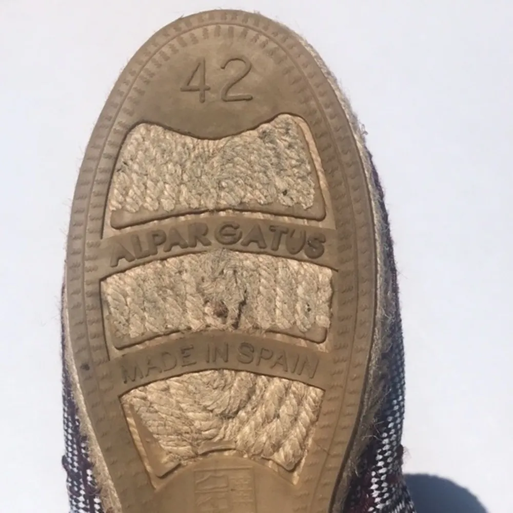 Handmade Spanish Espadrilles Gingham Brown/White Brown Size 12 - Image 4