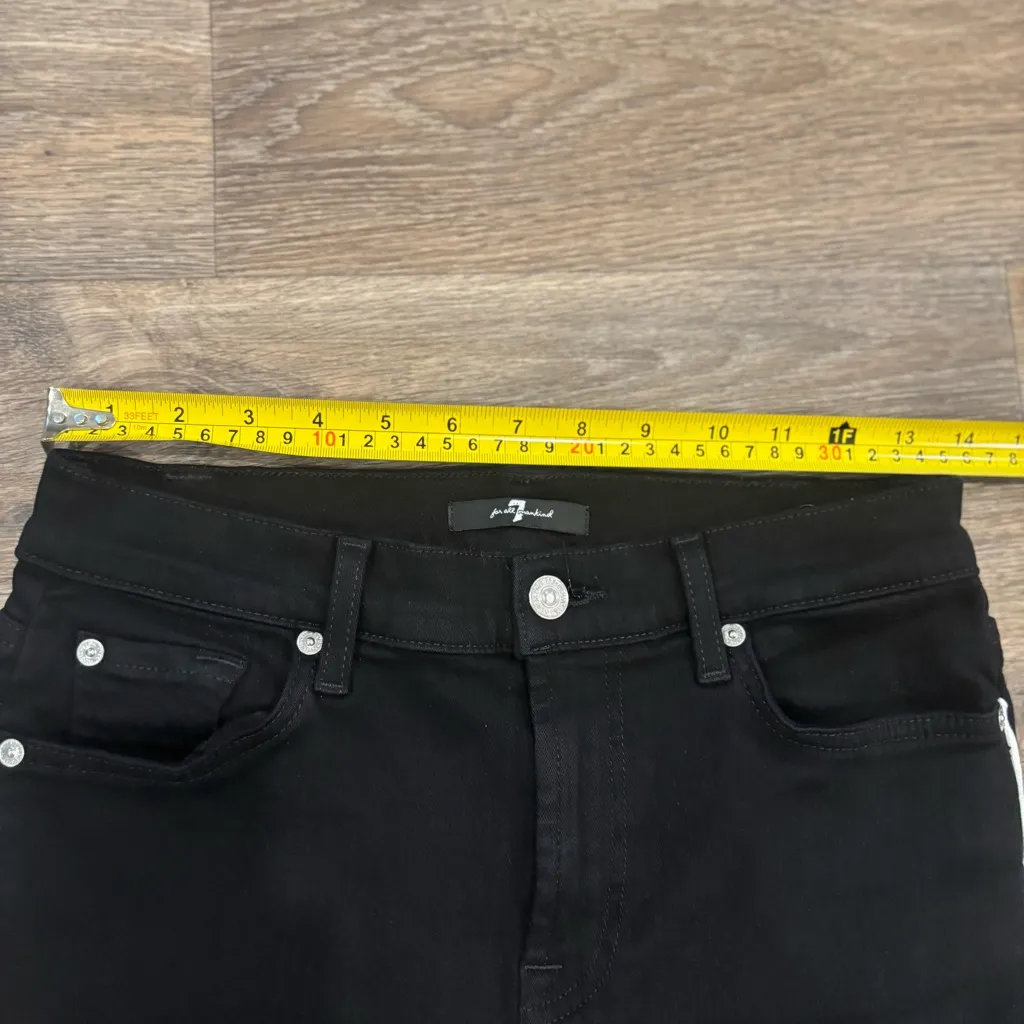 7 For All Mankind High Waist Slim Kick Jeans – Black w/ White Stripe - size 28 - Image 5