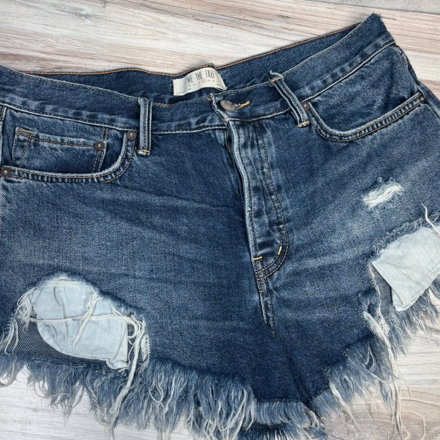 We The Free Free People Byron Bay Denim Cut Off Shorts 28‎ Distressed Jean Short - Image 2