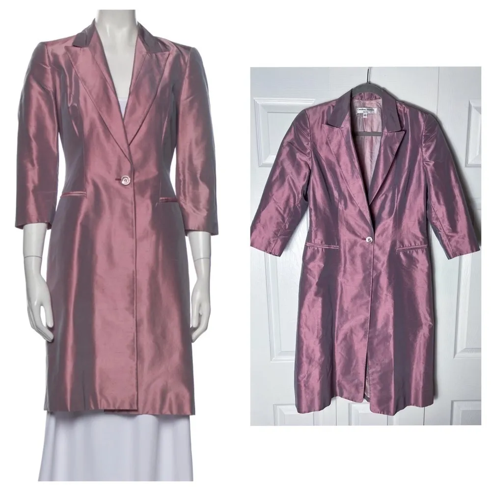 Carolina Herrera Vintage Purple Iridescent Silk Evening Jacket Coat Size 10 Ital - Image 2