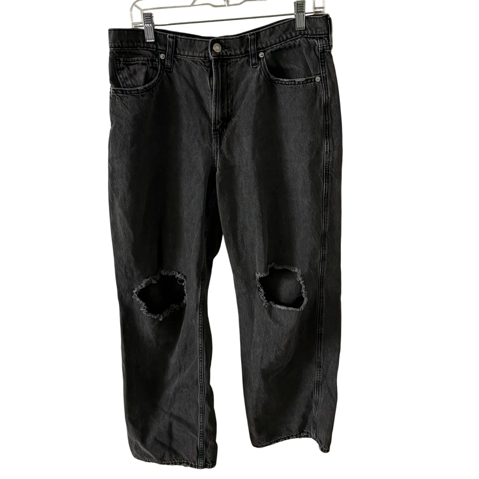 Gap Women’s 10 Distressed Low Rise Baggy Jean 30 Black Wash 601160 - Image 2