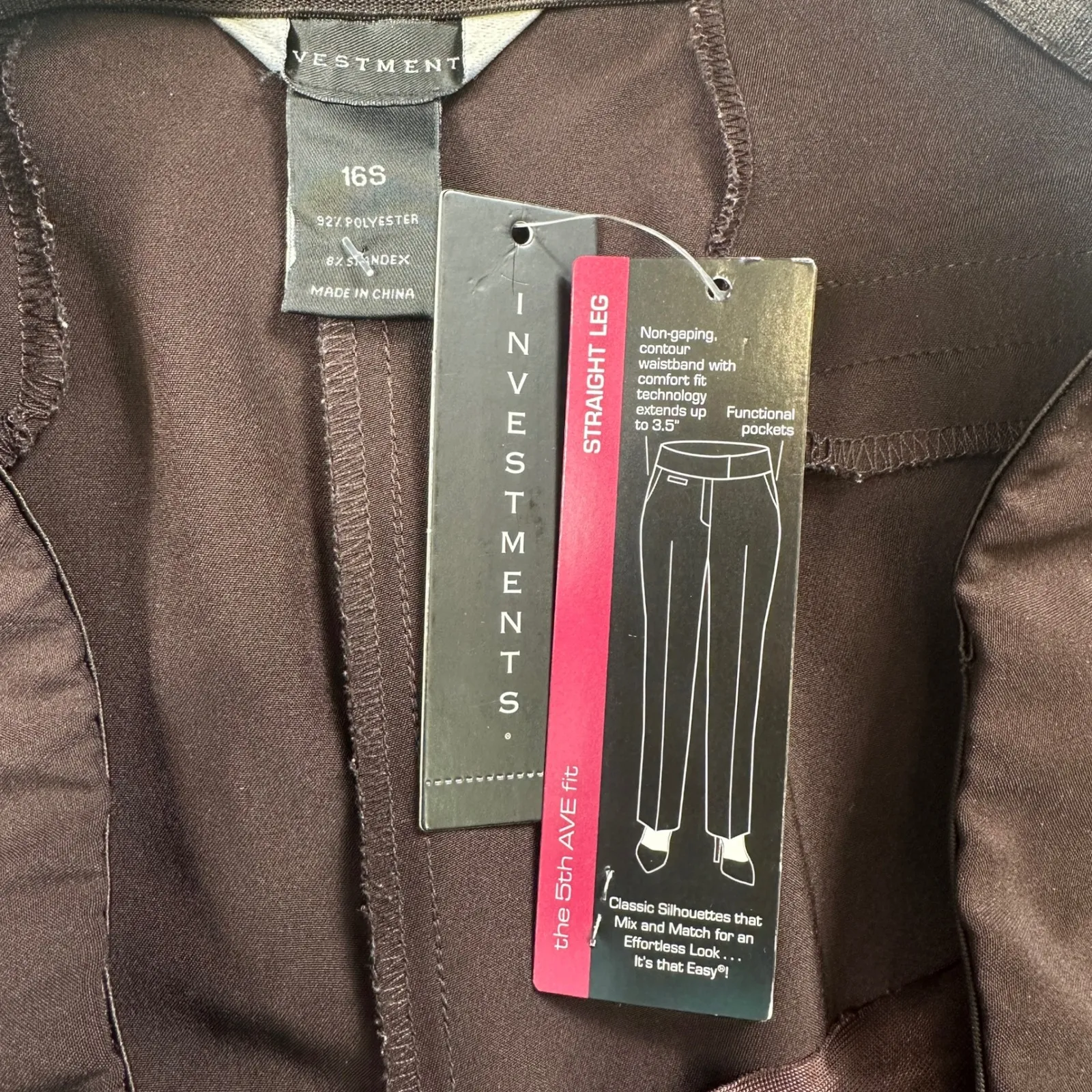 Investments Dress Pants 16S Women Purple Straight Leg Secret Support Tummy Panel - Image 5