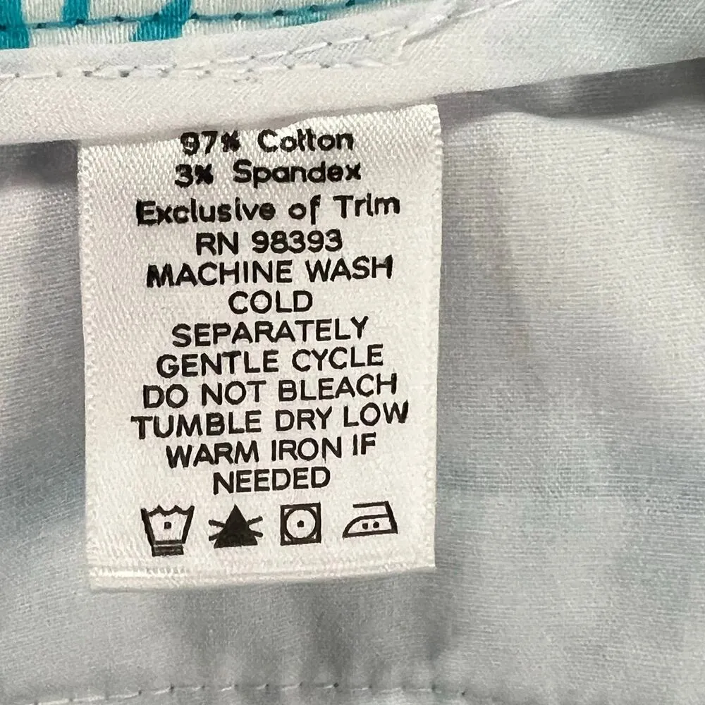 Lilly & Van Chino Pants Women 6 Blue White Floral Tiger Crop Stretch Tropical - Image 11