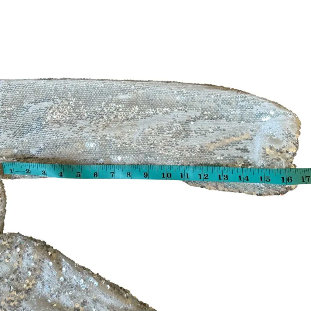 NEW WAYF Carrie Long Sleeve Sequin Minidress Small Silver Party Sparkle - Image 6