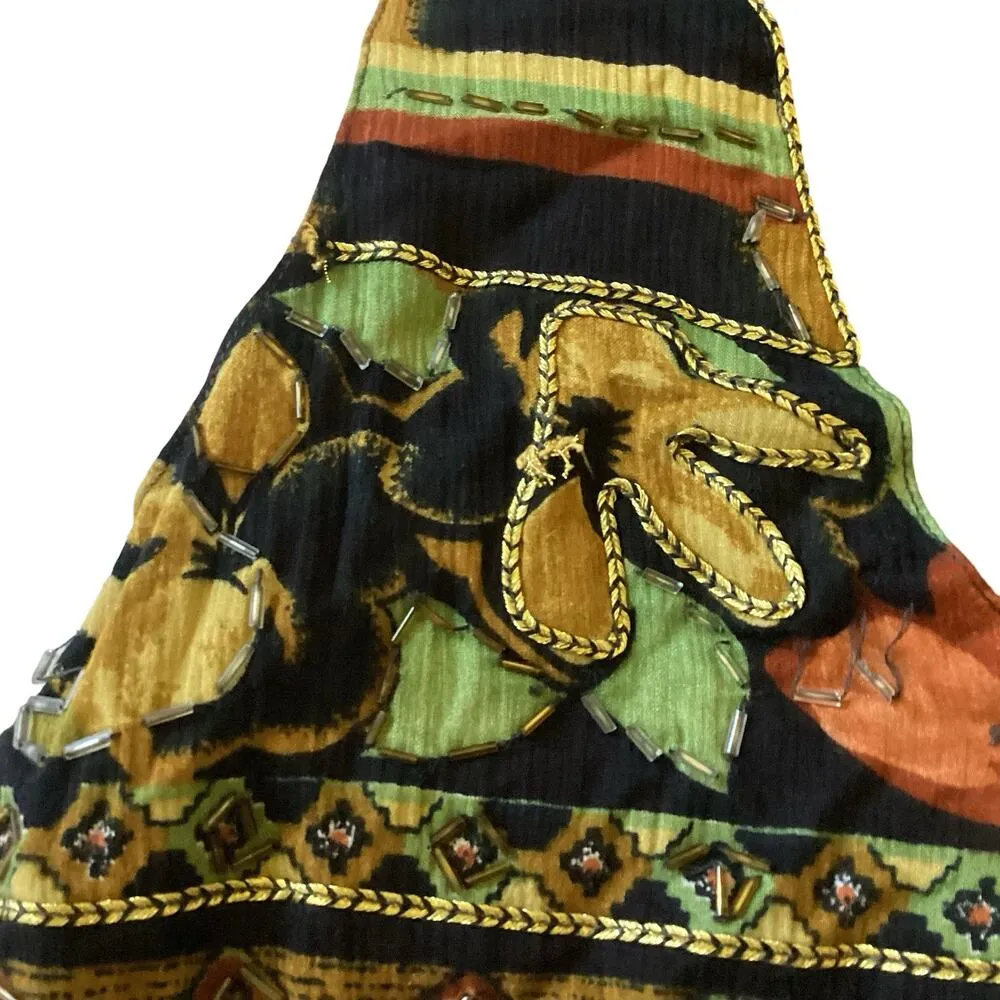 Vintage 80s Thums Up Beaded Vest Black - Image 4