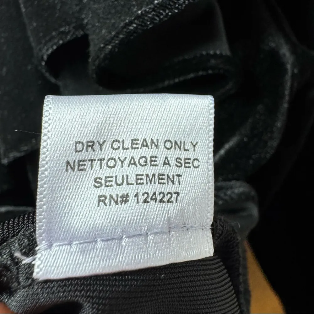 Misa Mielle One Shoulder Asymmetric Sleeve Ruffle Top Black Velvet Small S - Image 10