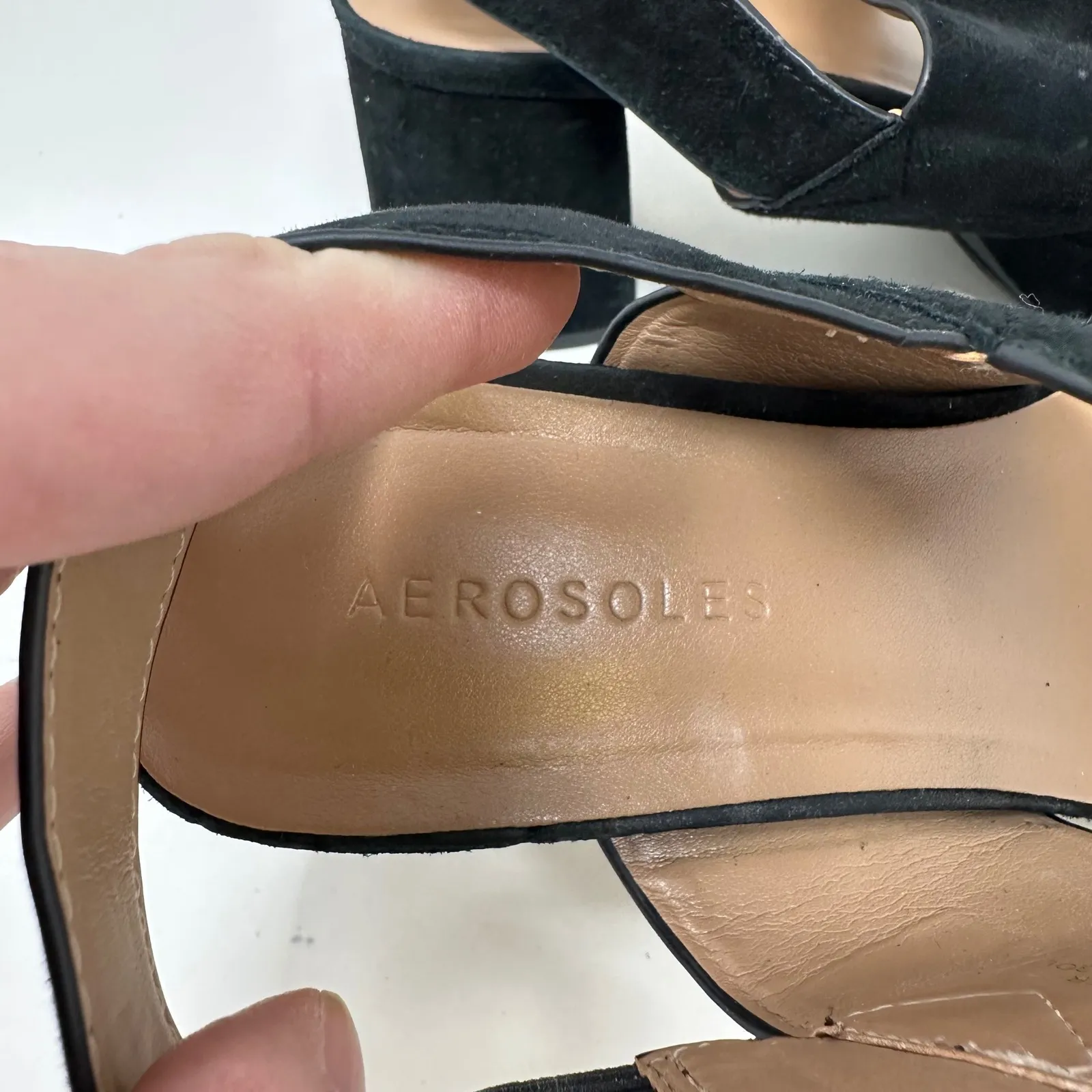 Aerosoles Camera Platform Sandal Black Faux Suede Size 9 - Image 5