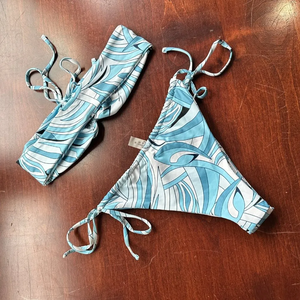 NWOT SHEIN bandeau High Rise Cheeky Side Tie Bikini Set Size Medium - Image 6