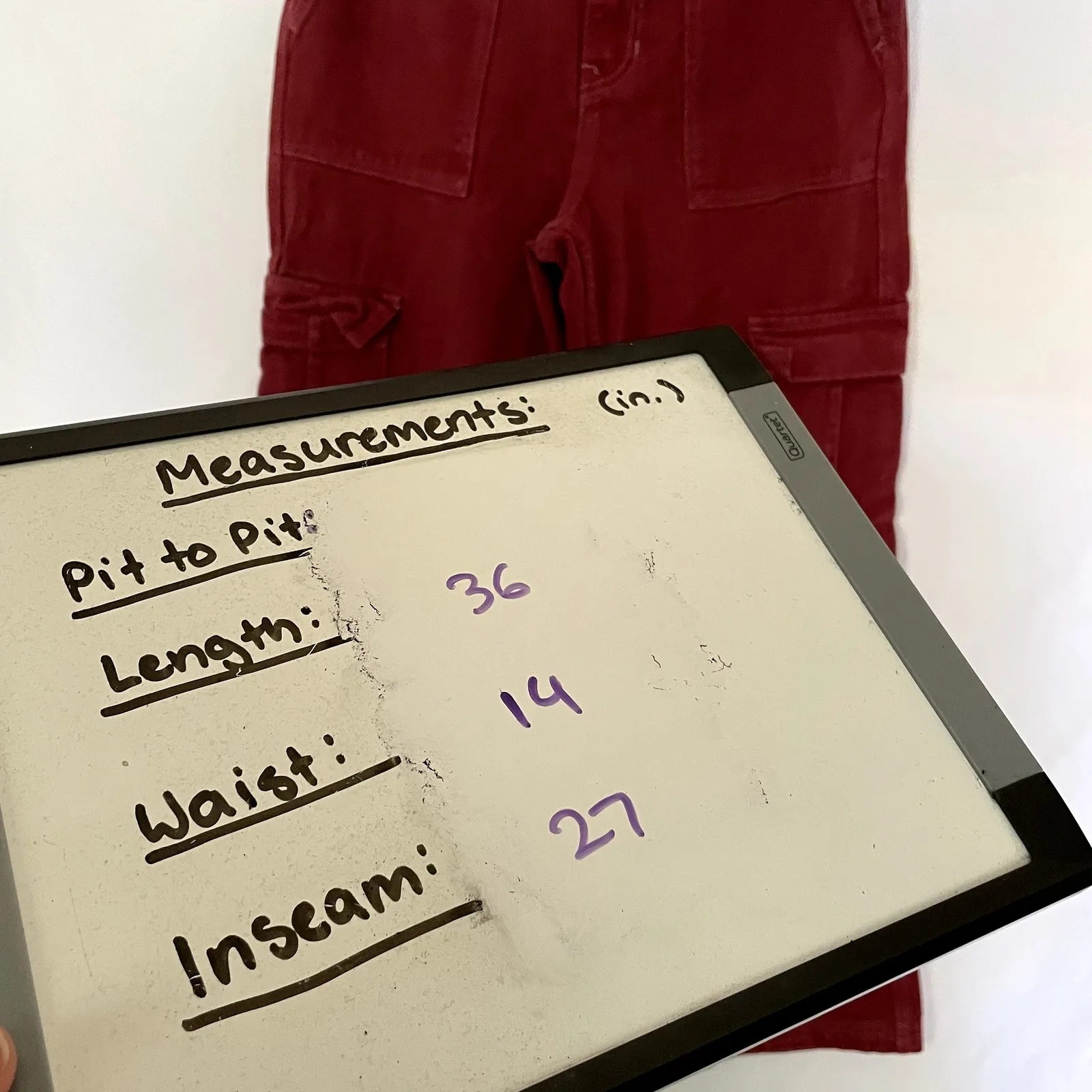 Pacsun bright red denim cargo pants elastic waist women's size small cotton - Image 5