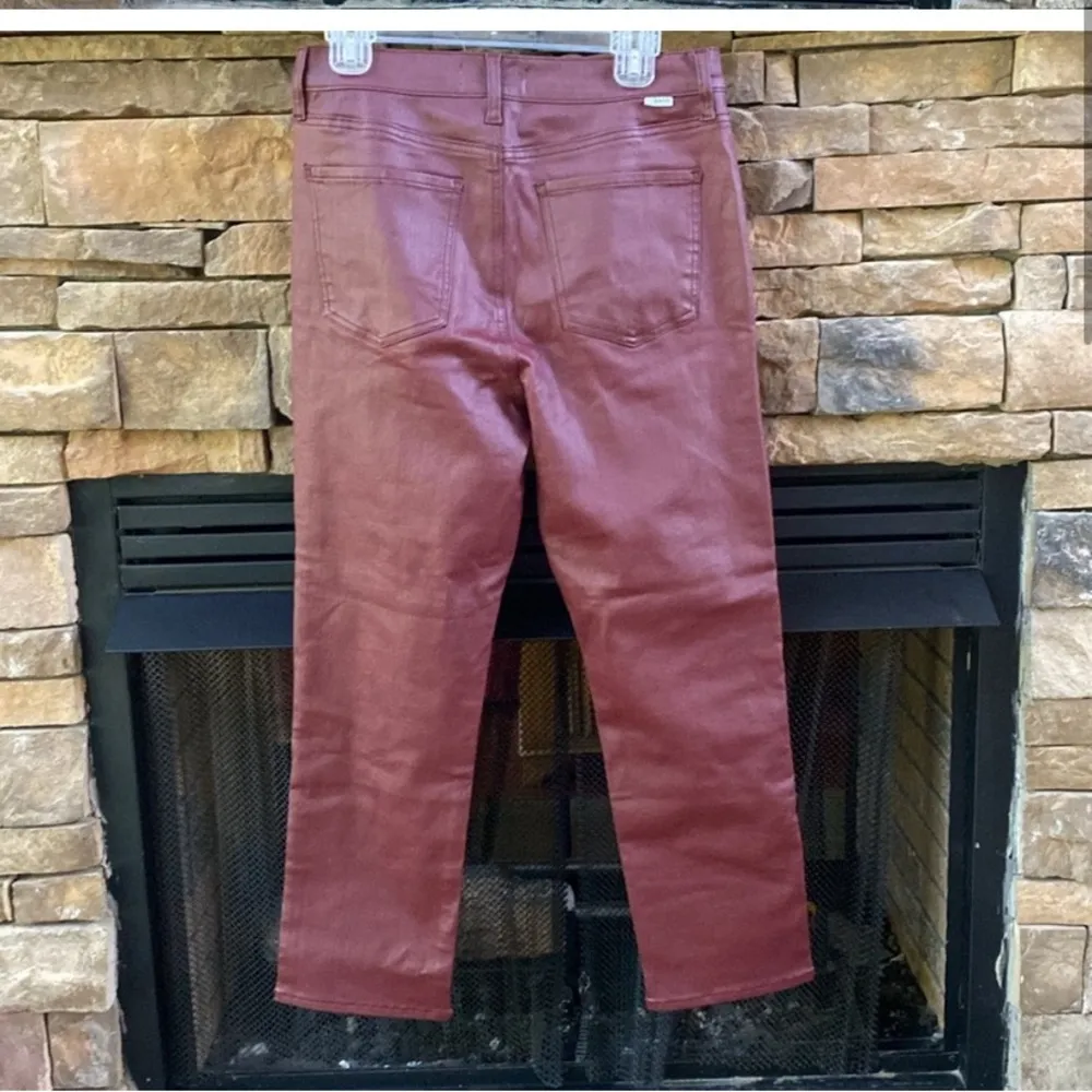 DAZE Denim Daily Driver faux vegan leather coated ankle jeans burgundy - Image 3