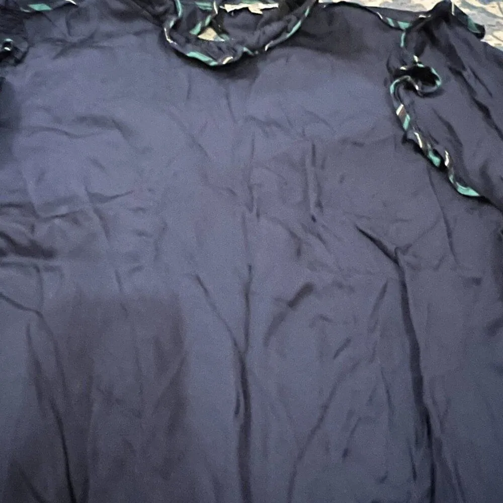 Opening Ceremony | Persian Twill Navy Ruffle Trim Collared Blouse Size 4 - Image 10