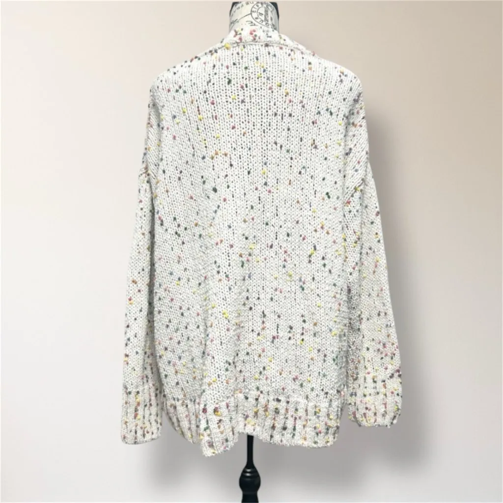 Seven7 Beige Confetti Chunky Knit‎ Sweater Crew Neck Academia Preppy Size Large - Image 3