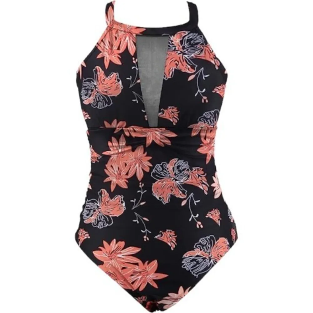 Black Floral Print Mesh V - Image 3