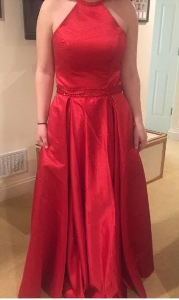 Red Corset Prom Dress Size M - Image 4