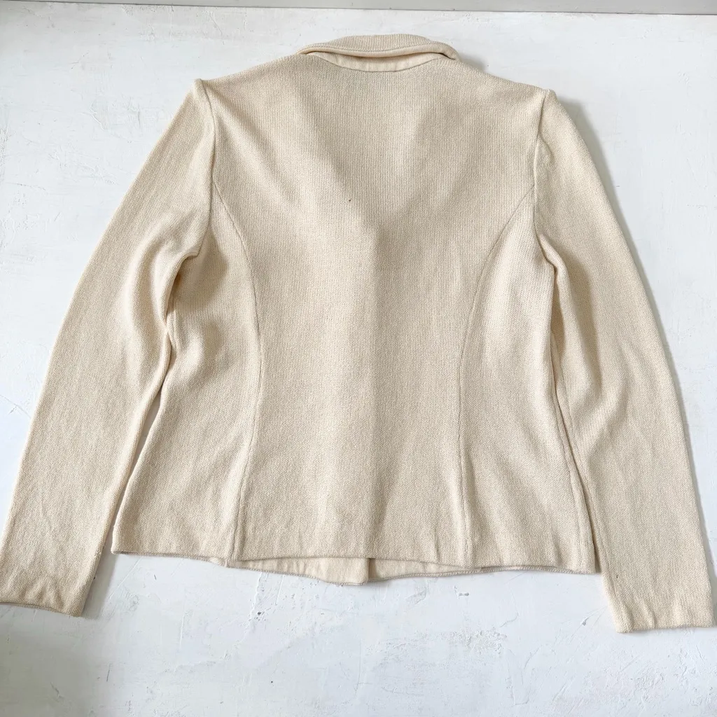 ST JOHN Evening by Marie Gray Vintage Cream Santana Knitted Blazer Jacket Size 6 - Image 2