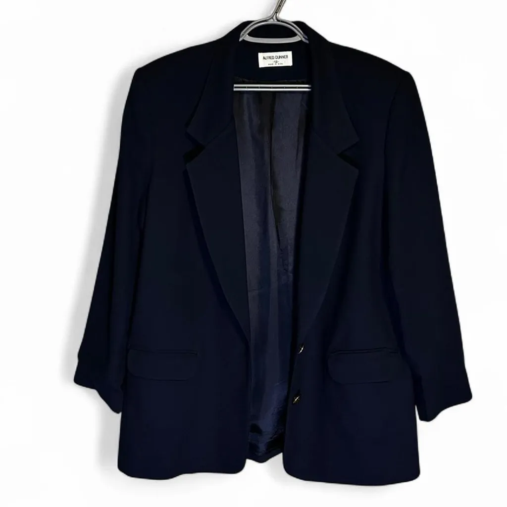 Alfred Dunner Women’s Blue Blazer Size 12 Made in USA – Padded Shoulders - Image 2