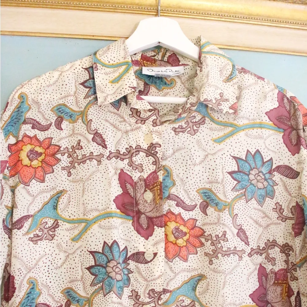 Oscar De La Renta Lounge Silk Set (retro) SZ S - Image 6