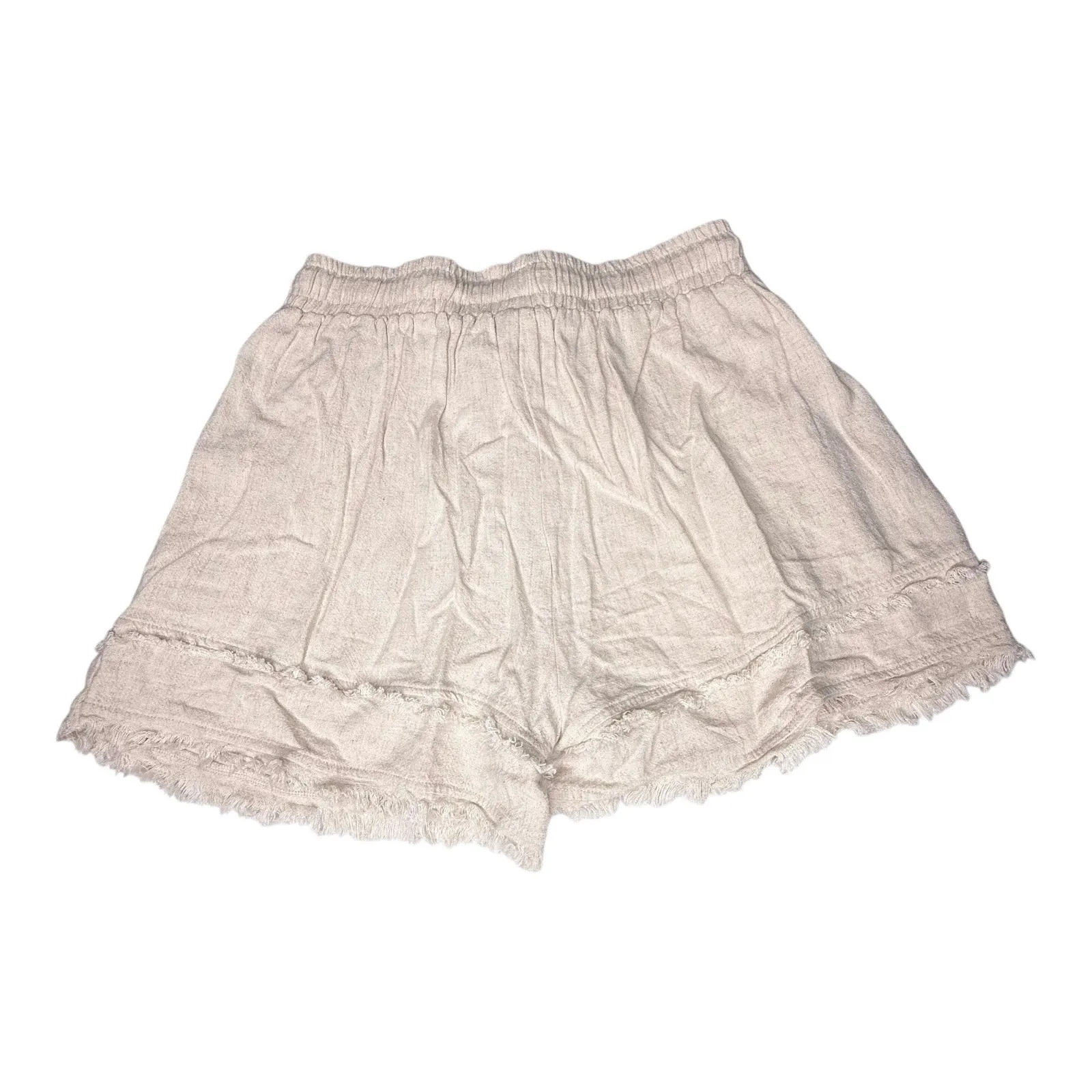 Umgee Linen Cotton Shorts Women's Small Pull On Tie Front Frayed Hem Layered USA - Image 2