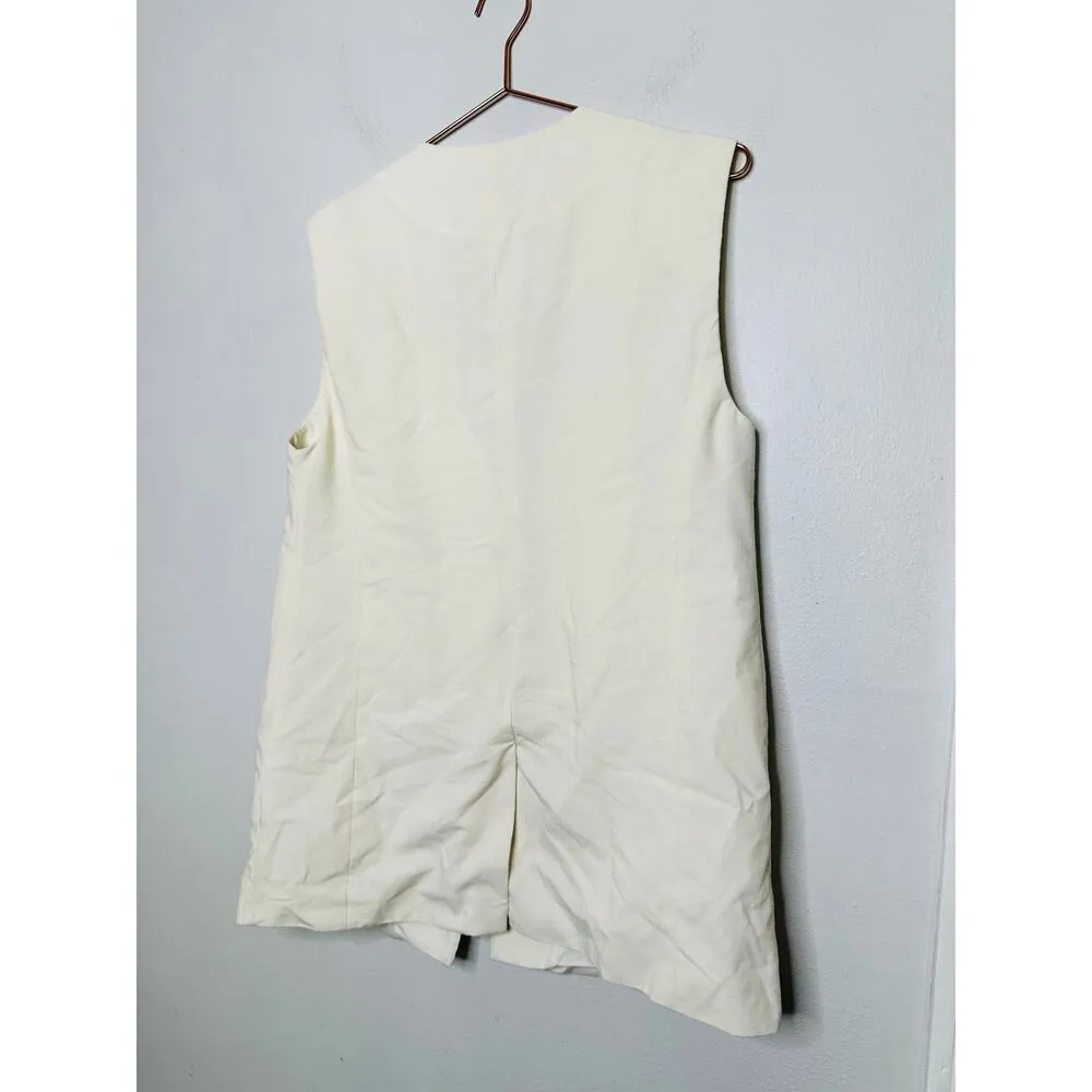 WEWOREWHAT Off-White V-Neck Front Button Closure Relaxed Vest Size Medium - Image 8