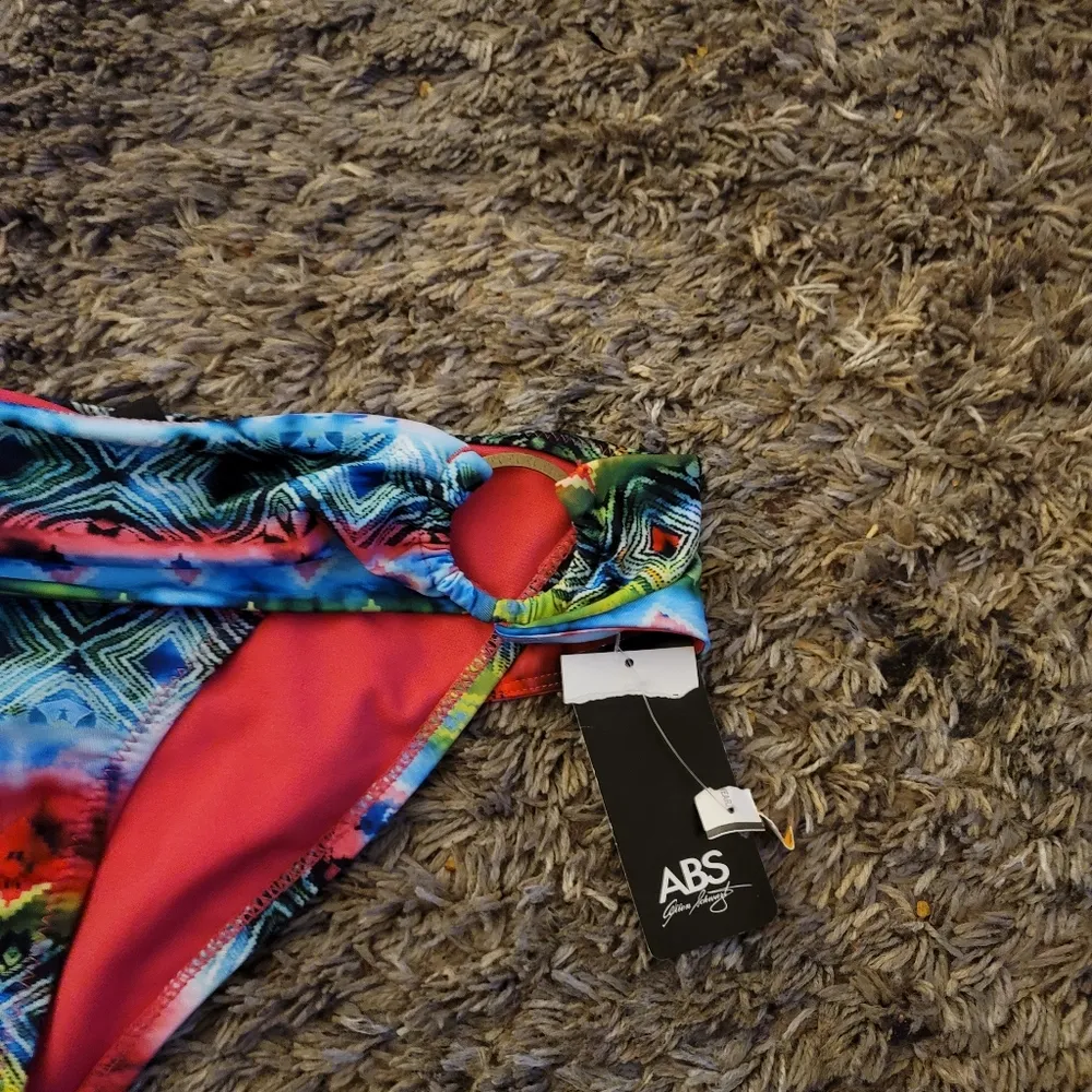 NWT! ABS Multicolor Tribal Print Bikini Bottoms 8 Pink - Image 4