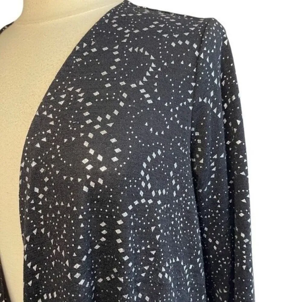 LULA ROE Elegant Sarah Black & Silver Metallic Longline Duster Cardigan, Large - Image 3