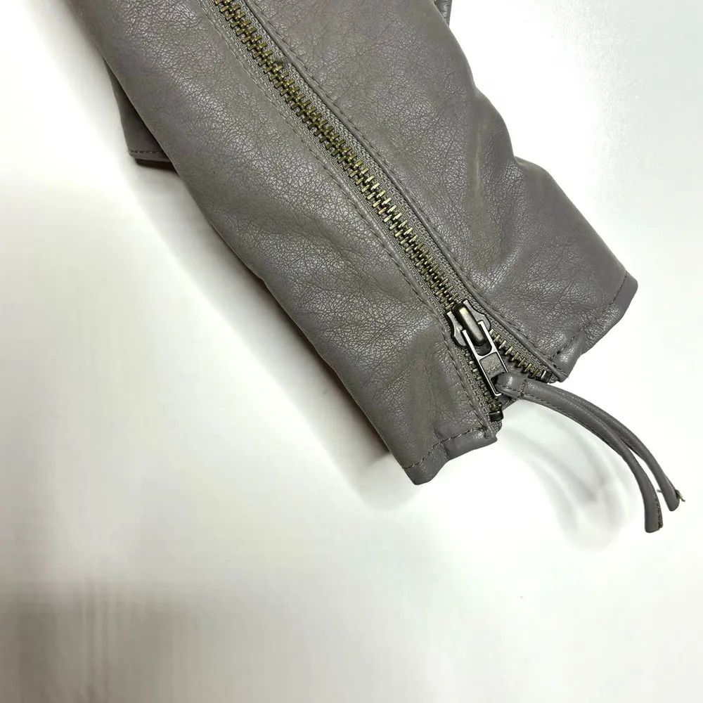 Free People Cool & Clean Vegan, Faux Leather Moto Jacket Slate Gray 4 - Image 6