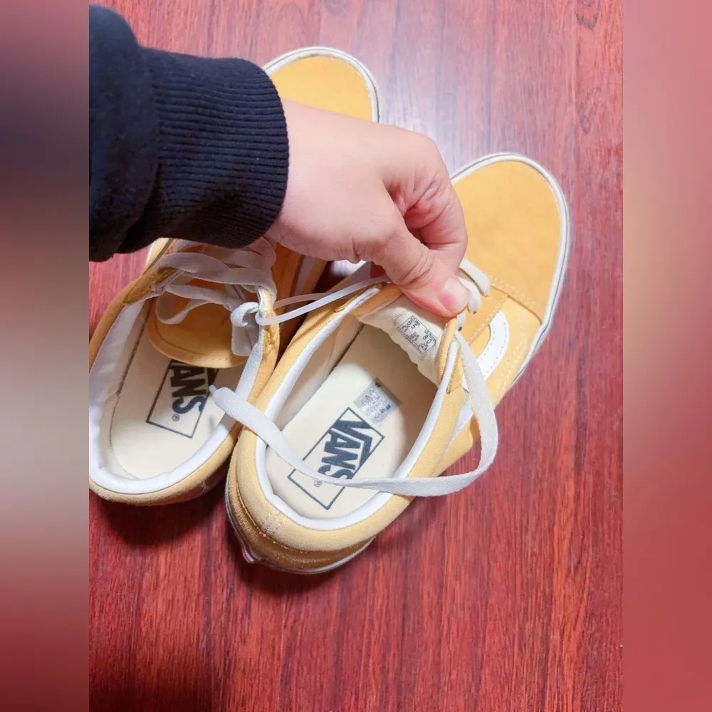 VANS OLD SKOOL Yellow Suede & Canvas SNEAKERS UNISEX MEN 6.5 WOMEN 8 - Image 6