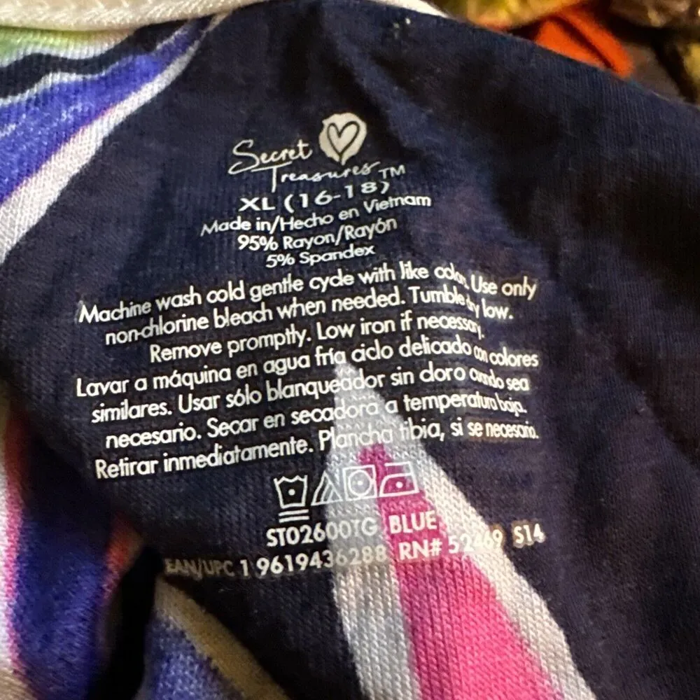 Women's Knit Sleep Shirt Dark Navy Tropical XL (16-18) READ - Image 4