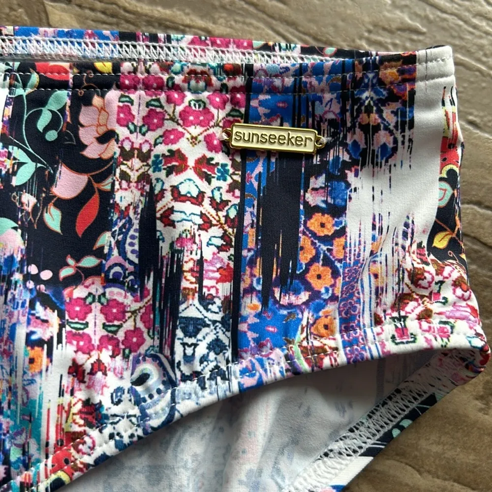 Sunseeker Australia Floral Microfibre Bikini Swim Bottom Sz 14 NWT White - Image 7