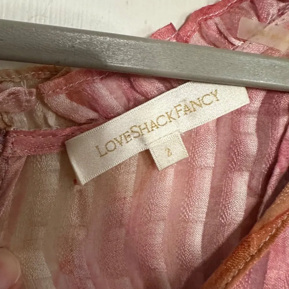 LoveShackFancy Moxie Mini Dress Watercolor Pink Silk Size 2 - Image 6