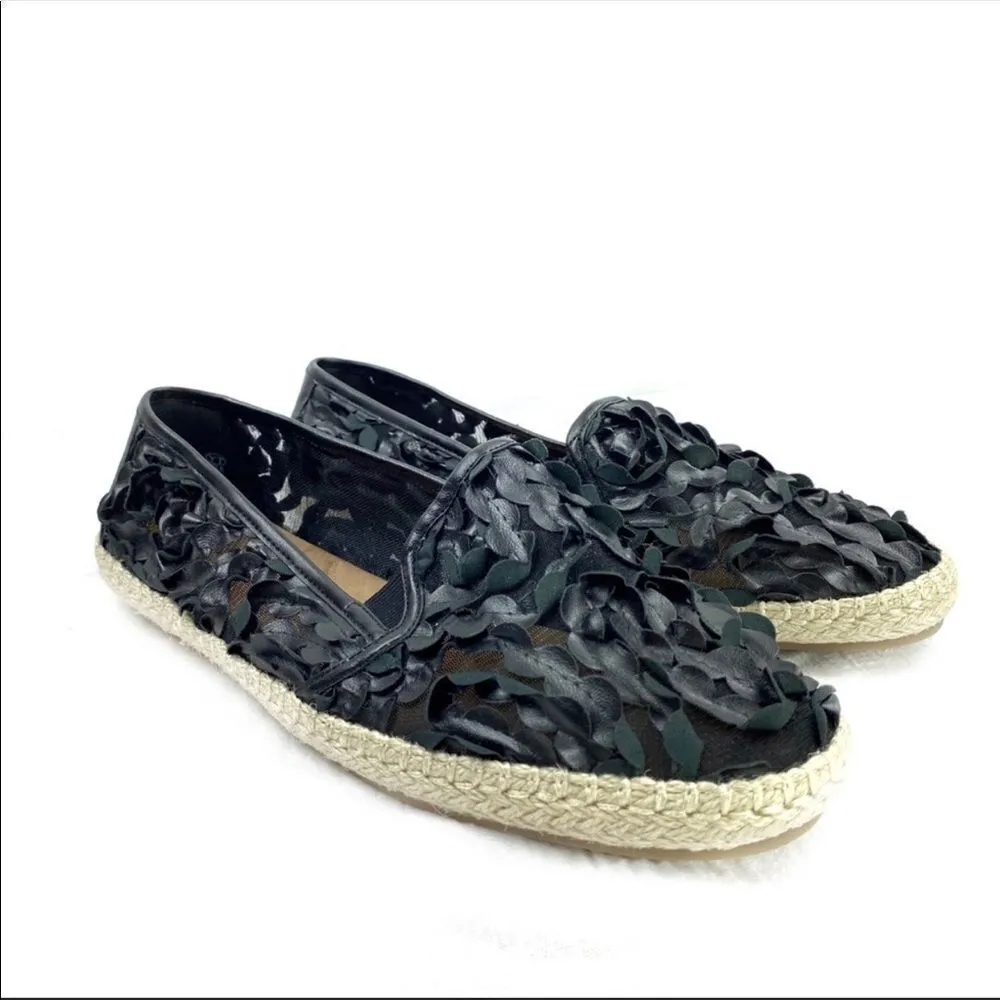 Aerosoles Let’s Drive Flutter Ruffle Espadrille Slip On Loafers Black 10.5 W‎ - Image 2