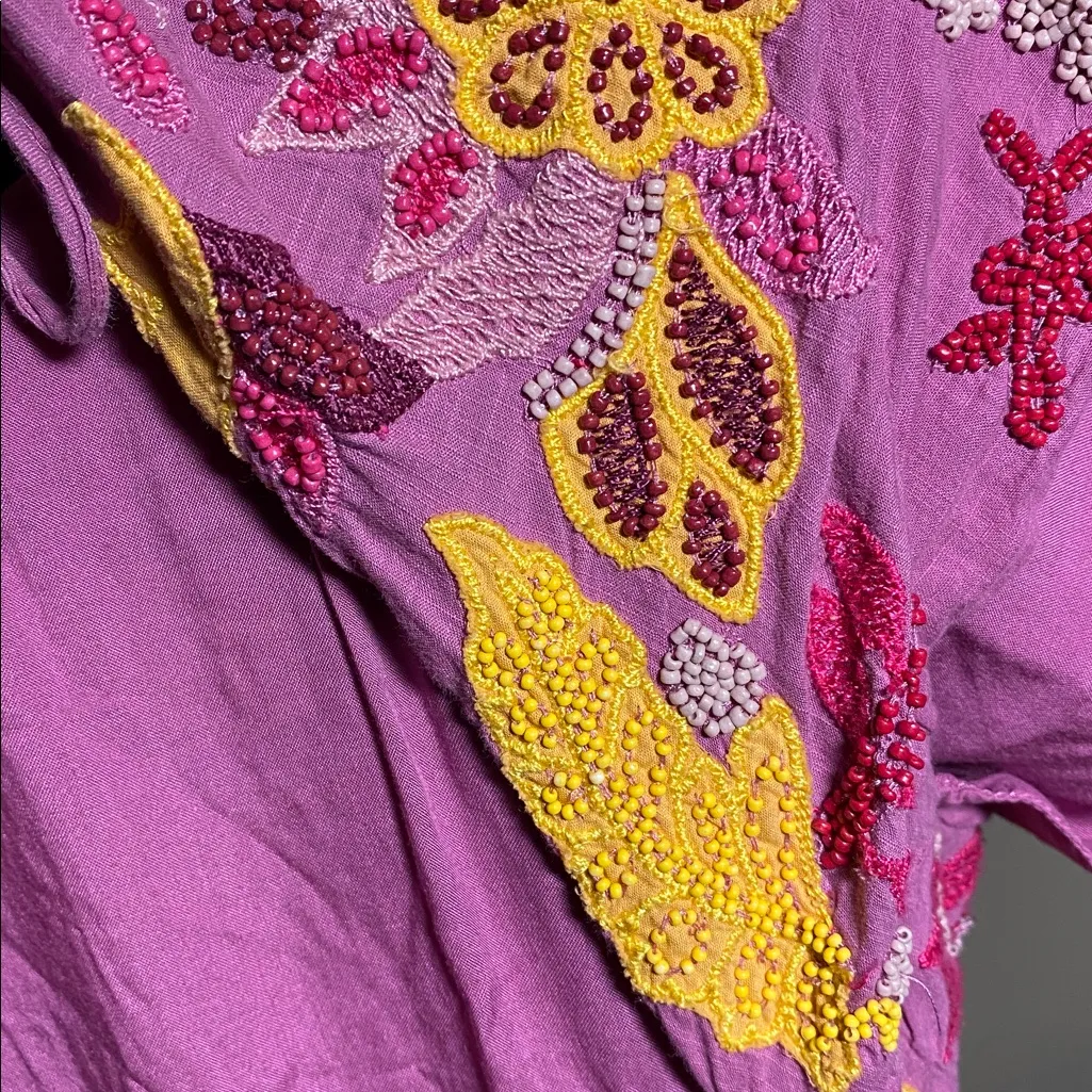 Anthropologie Magenta Dress with Embroidered Details - Image 11