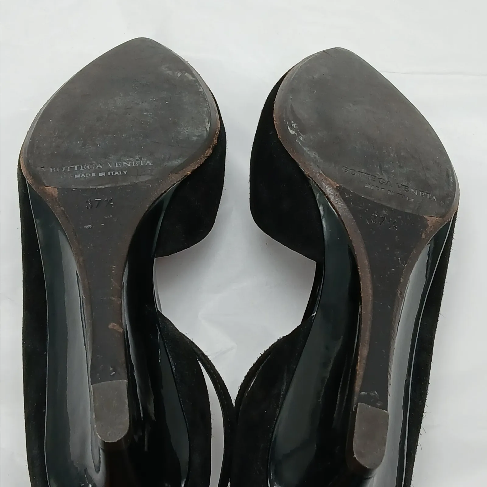 Bottega Veneta Italian Suede Shoes Womens 37.5 (US 7.5) Black Wedge Heel Casual - Image 10