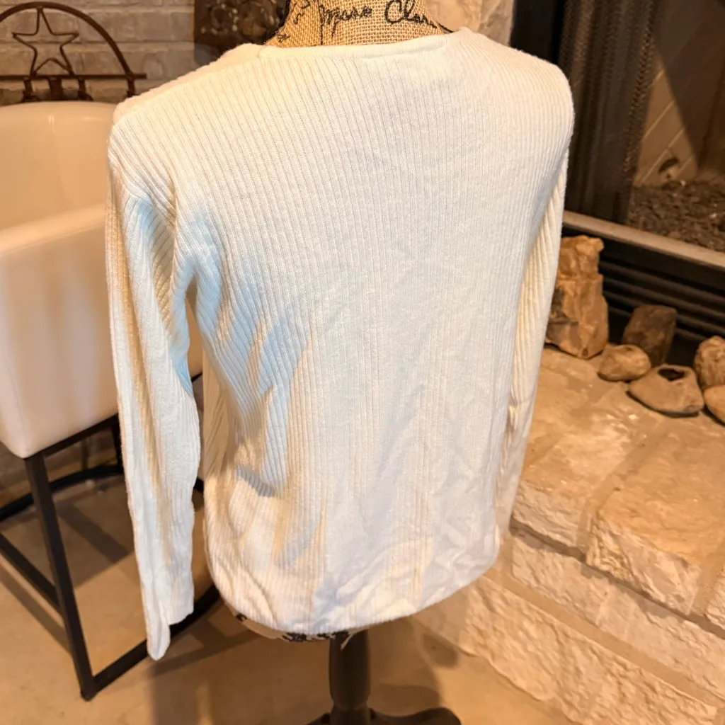 Source Unknown  Ivory Cable Knit Cardigan - Image 8