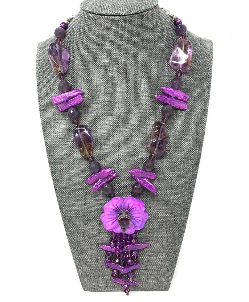 Sterling silver, mother of pearl, amethyst set - Image 7