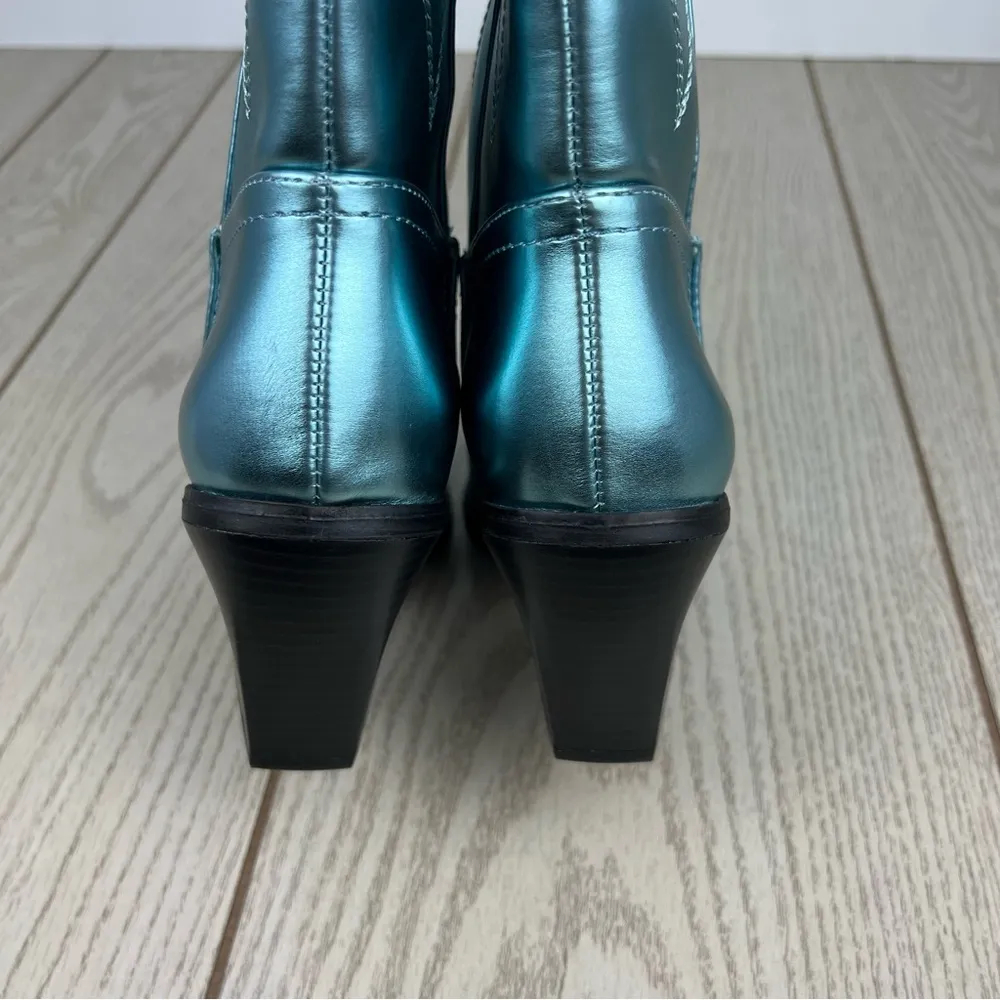 Madden Girl Arizona Knee High Cowboy Boots 7.5M Metallic Blue $99 - Image 8