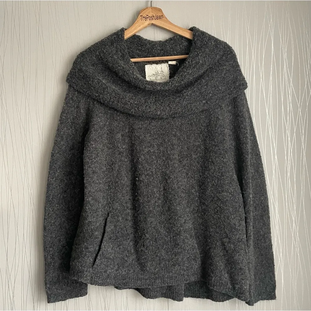 Anthropologie Sweater Angel of the North Womens Small Gray Boucle Cowl Neck - Image 2