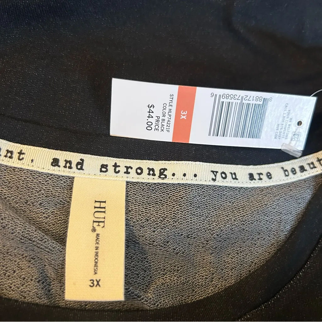 NWT Hue Black Long Sleeve Crewneck Shirt You Are Strong Plus Size 3X - Image 4