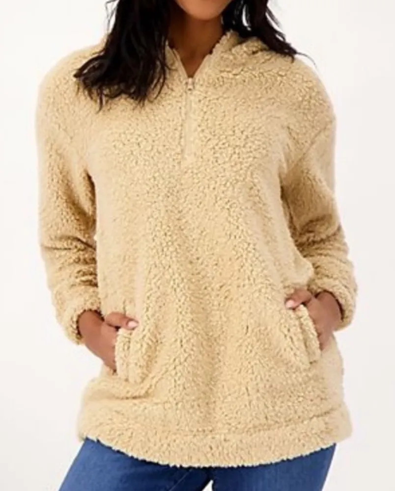 Koolaburra by UGG Brushed Back Sherpa Hoodie Pullover Irish Cream size M Size M - Image 1