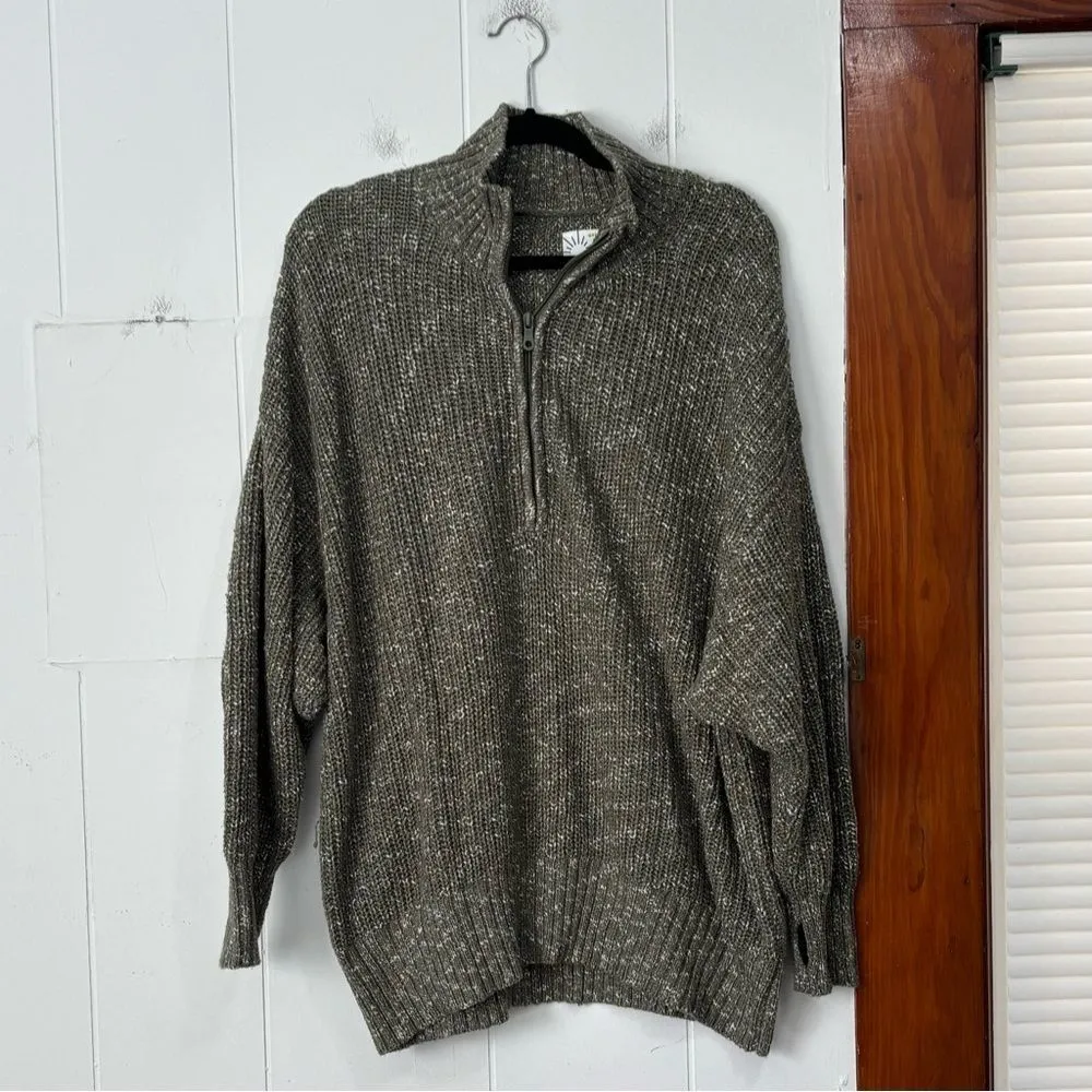 OFFLINE Aerie Chillside Quarter Zip Sweater Olive‎ Green Cozy Oversized Large - Image 2